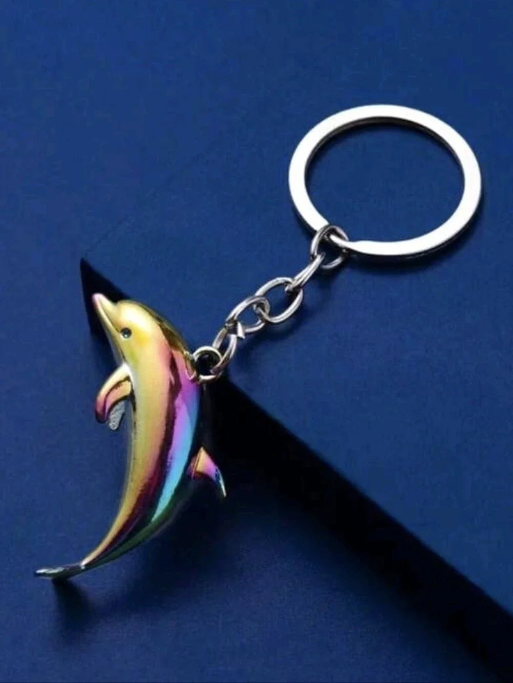 Tiny Rainbow Metallic Dolphin Bag Charm/ Keychain NEW